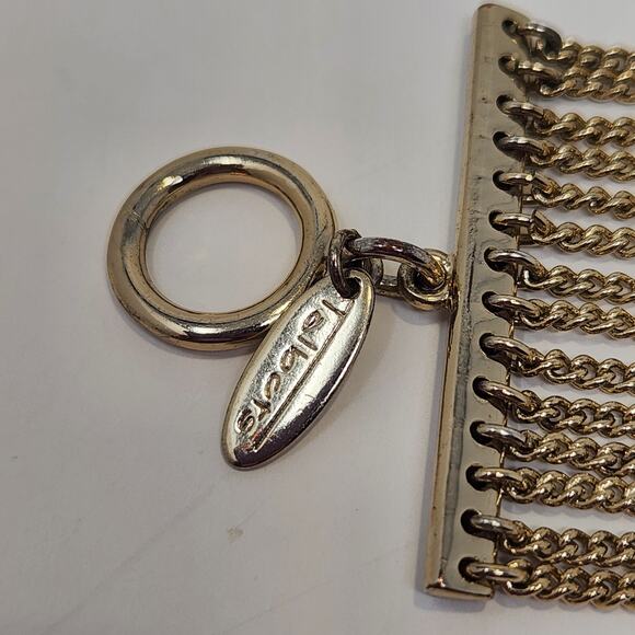 Talbots Gold Tone Multi Chain Statement Bracelet Toggle Clasp Wide Dainty Chains - Picture 3 of 5